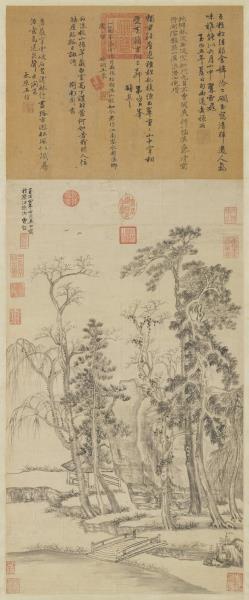 元曹知白疎林亭子　軸