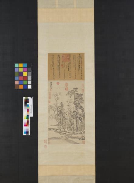 元曹知白疎林亭子　軸