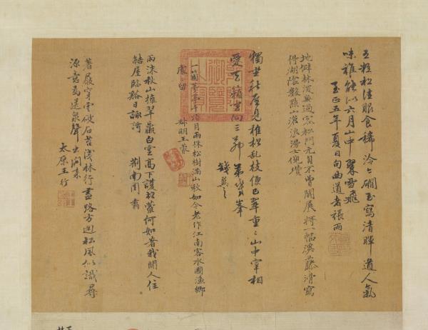 元曹知白疎林亭子　軸