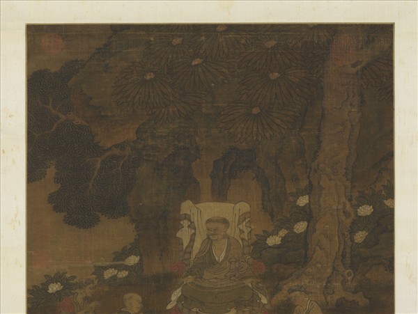 元人羚羊獻花圖　軸