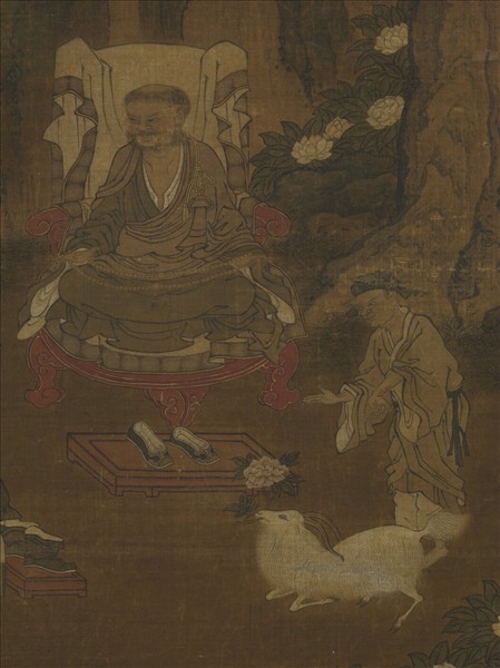 元人羚羊獻花圖　軸