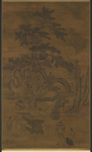 元人畫夏墅棋聲　軸