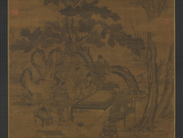 元人畫夏墅棋聲　軸