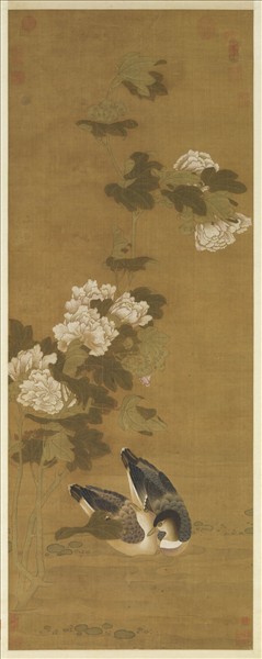 元人芙蓉花鴨　軸