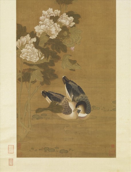 元人芙蓉花鴨　軸