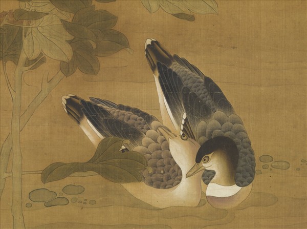 元人芙蓉花鴨　軸