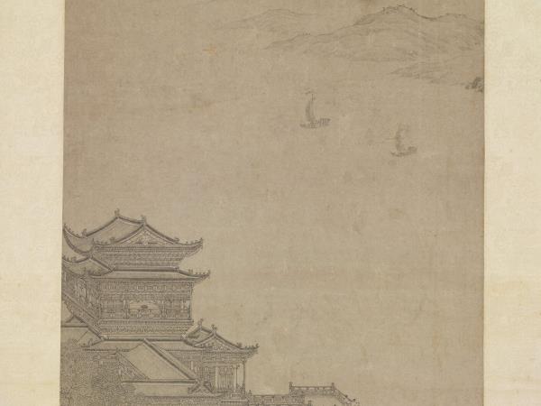 元人江天樓閣　軸