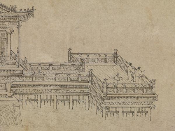 元人江天樓閣　軸