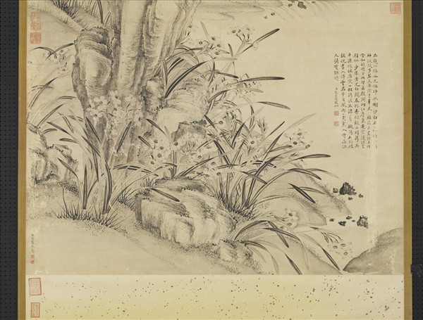 清張若靄畫水仙　軸