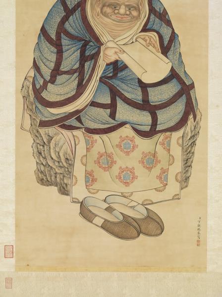 清丁觀鵬畫十六羅漢像（十三）第十三巴納塔嘎尊者　軸