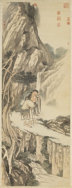 清金廷標畫寒山拾得　軸