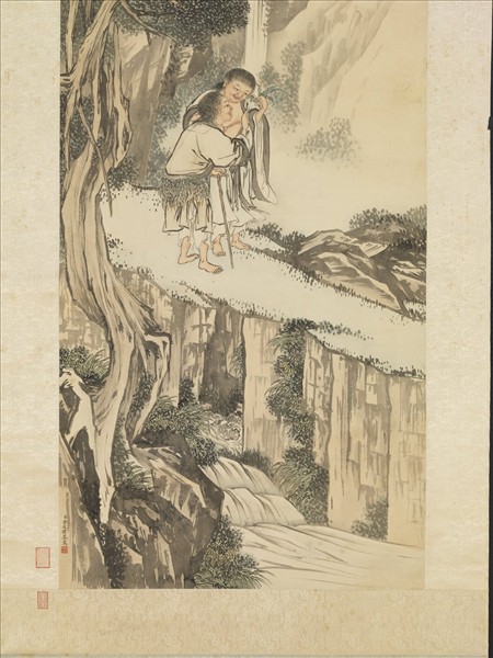 清金廷標畫寒山拾得　軸