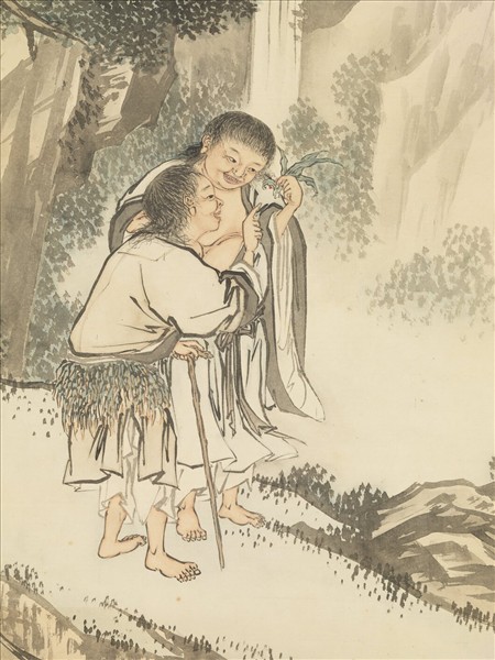 清金廷標畫寒山拾得　軸