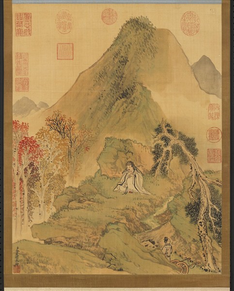 清金廷標楓林晚坐　軸