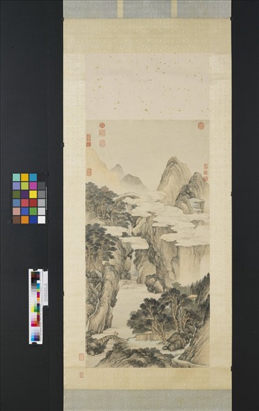 清金廷標曳杖看雲圖　軸