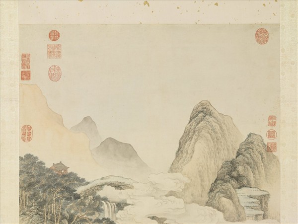 清金廷標曳杖看雲圖　軸