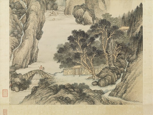 清金廷標曳杖看雲圖　軸