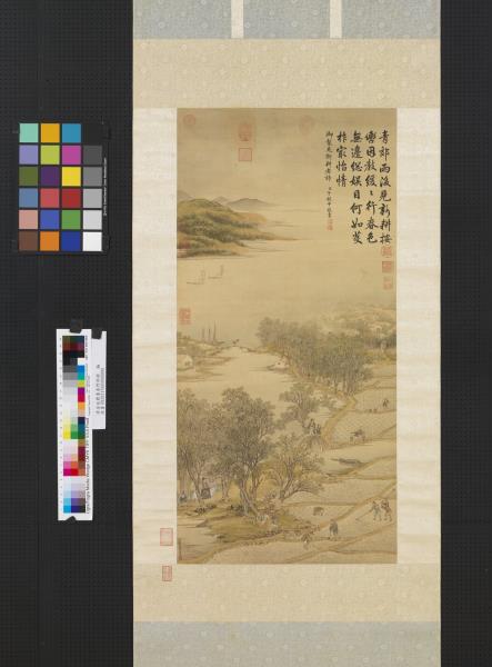 清金廷標畫春野新耕　軸