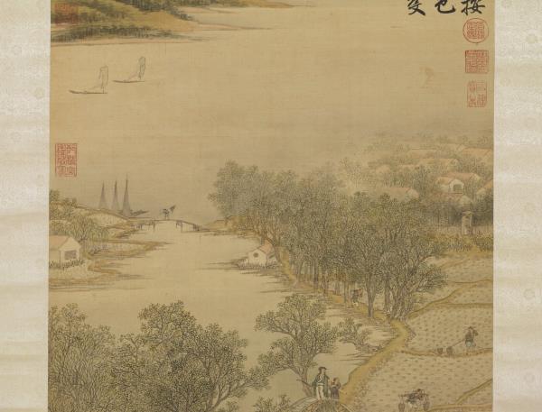 清金廷標畫春野新耕　軸