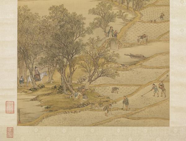 清金廷標畫春野新耕　軸