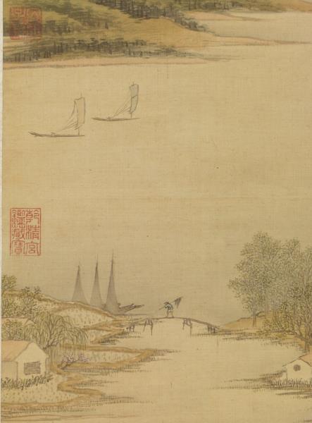 清金廷標畫春野新耕　軸