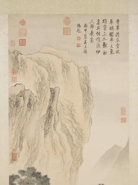 清金廷標松陰牧馬　軸