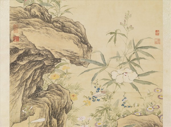 清金廷標畫秋華高宗御題　軸