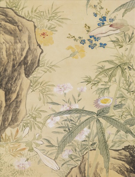 清金廷標畫秋華高宗御題　軸