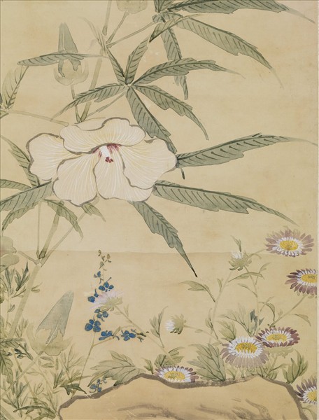 清金廷標畫秋華高宗御題　軸