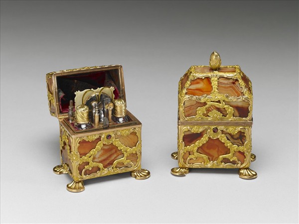 銅鍍金嵌瑪瑙修妝匣