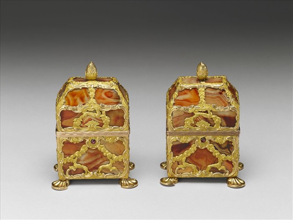 銅鍍金嵌瑪瑙修妝匣