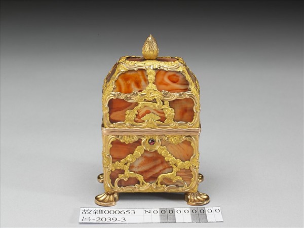 銅鍍金嵌瑪瑙修妝匣