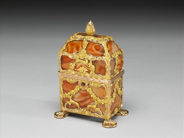 銅鍍金嵌瑪瑙修妝匣