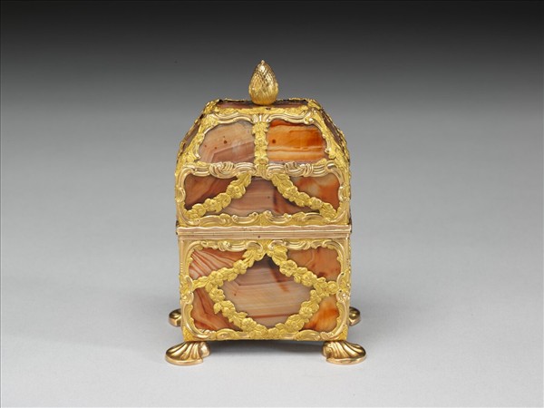 銅鍍金嵌瑪瑙修妝匣