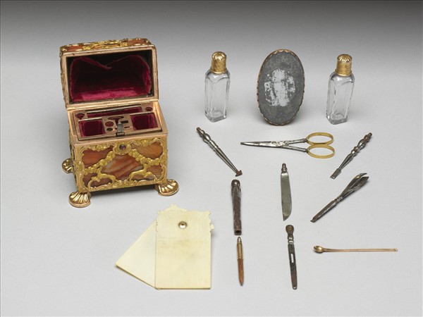 銅鍍金嵌瑪瑙修妝匣