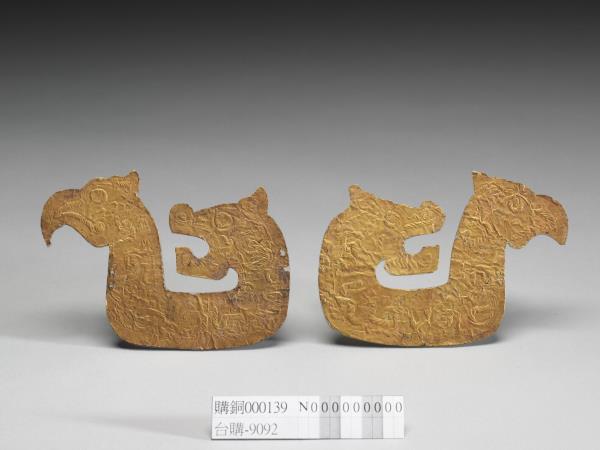 龍鳳形金箔一對