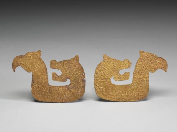 龍鳳形金箔一對