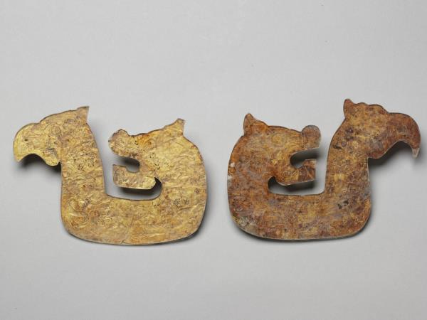 龍鳳形金箔一對