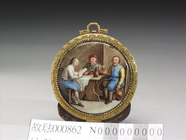 銅胎鍍金畫琺瑯西洋人物圖火鏈盒