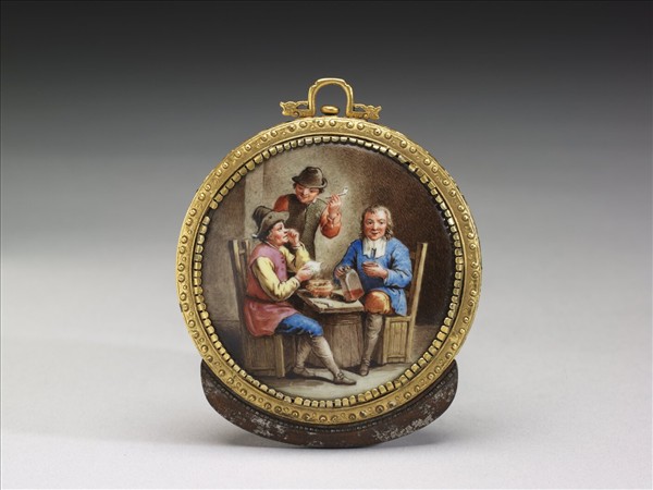 銅胎鍍金畫琺瑯西洋人物圖火鏈盒