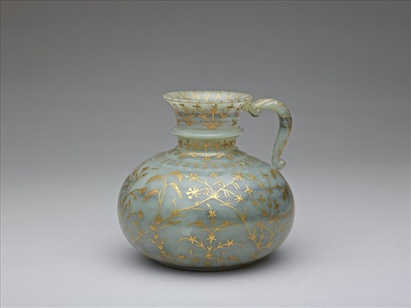 玉嵌金絲單柄罐