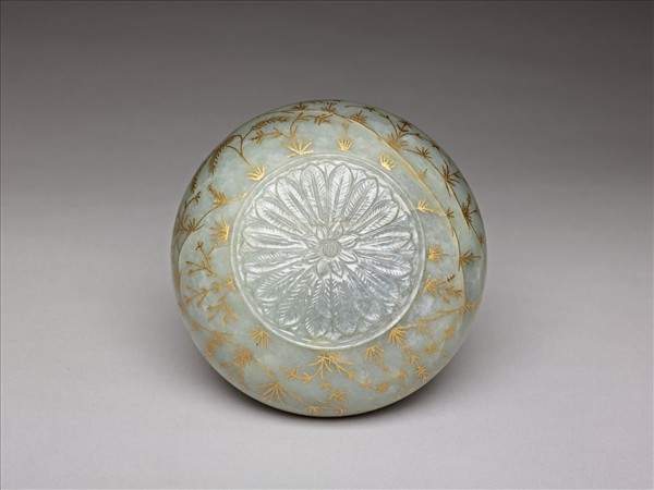 玉嵌金絲單柄罐