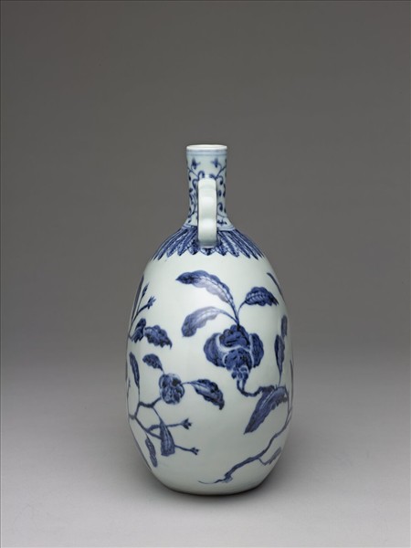 青花山茶花紋扁壺