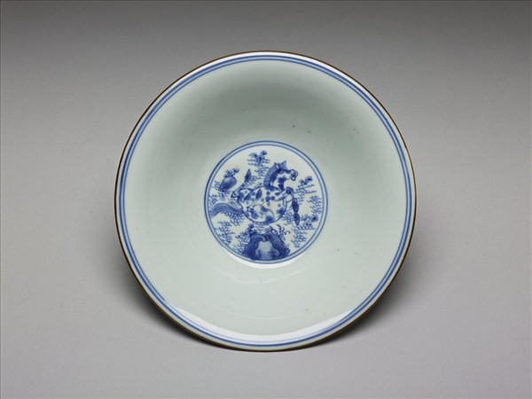 青花八駿圖碗