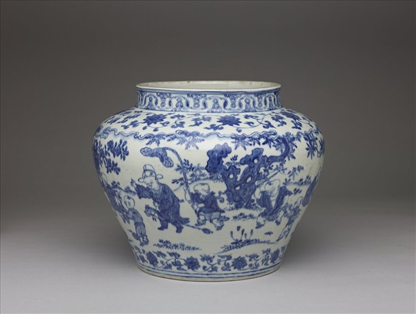 青花嬰戲圖罐