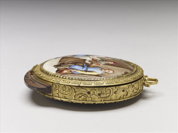 銅胎鍍金畫琺瑯西洋人物圖火鏈盒