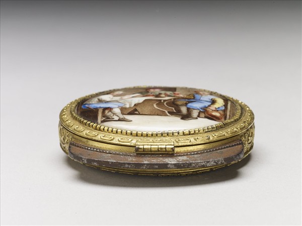 銅胎鍍金畫琺瑯西洋人物圖火鏈盒