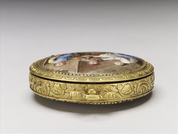 銅胎鍍金畫琺瑯西洋人物圖火鏈盒