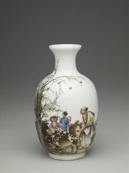 琺瑯彩農耕圖瓶