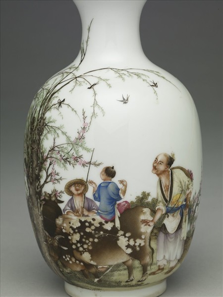 琺瑯彩農耕圖瓶